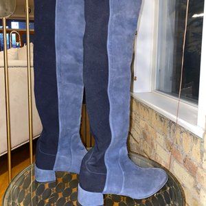 Women's Stuart Weitzman 5050 NavyBlue Suede Leather Over the Knee Boots. Size 10